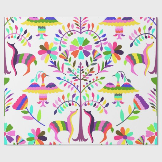 Pastel Brights Otomi Print Wrapping Paper Geschenkpapier (Flach)