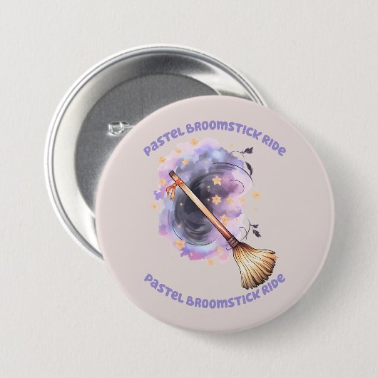 Pastel Broomstick Ride Button (Vorne & Hinten)