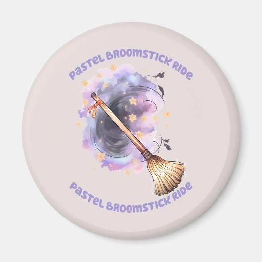 Pastel Broomstick Ride Magnet (Vorne)