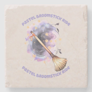 Pastel Broomstick Ride Steinuntersetzer