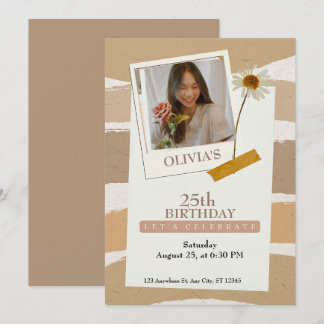 Pastel Brown Ästhetik Geburtstag Einladung