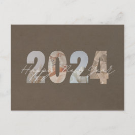 Pastel Brown glücklich Neues Jahr Feiertagspostkarte
