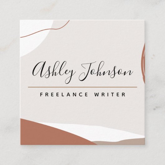 Pastel Brown Hübsch Calligraphie Bohemische Klasse Quadratische Visitenkarte (Vorderseite)