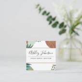 Pastel Brown Hübsch Calligraphy Tropical Classy Quadratische Visitenkarte (Stehend Vorderseite)