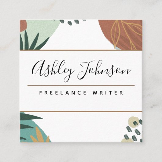Pastel Brown Hübsch Calligraphy Tropical Classy Quadratische Visitenkarte (Vorderseite)