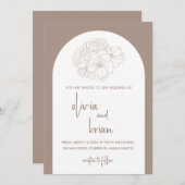 Pastel Brown Minimalistisch Wedding Einladung (Vorne/Hinten)