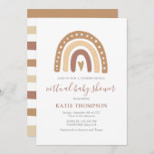 Pastel Brown Rainbow Gender Reveal Baby Shower Einladung (Vorne/Hinten)