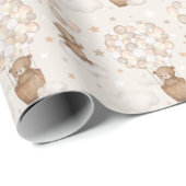 Pastel Brown Teddy Bear Hot Air Ballon Cloud Star Geschenkpapier (Rolleneckpunkt)