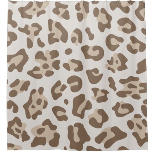 Pastel Brown und Beige Leopard Duschvorhang (Vorderseite)