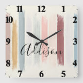 Pastel brush strokes personalized  quadratische wanduhr (Vorderseite)
