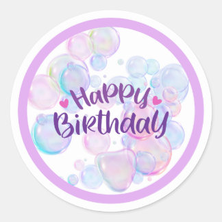 Pastel Bubble „Happy Birthday“-Sticker Runder Aufkleber