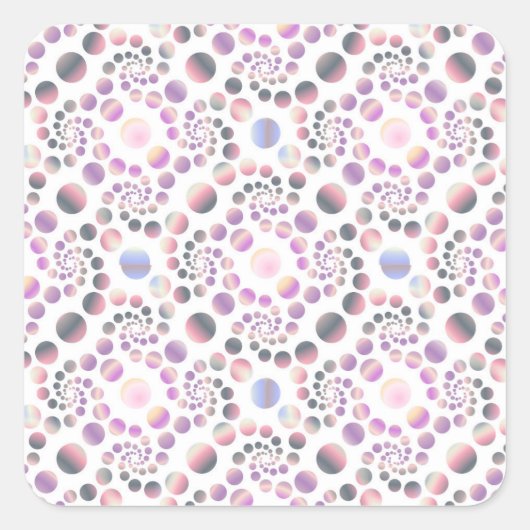 Pastel Bubbles Spiralmuster Quadratischer Aufkleber (Vorderseite)