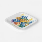 Pastel Building Block Splash Boy Birthday Party Pappteller (Gewinkelt)