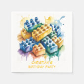Pastel Building Block Splash Boy Birthday Party Serviette (Vorderseite)