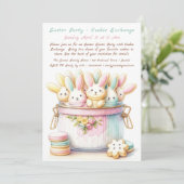 Pastel Bunny Cookie Exchange Einladung (Stehend Vorderseite)
