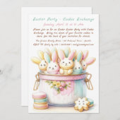 Pastel Bunny Cookie Exchange Einladung (Vorne/Hinten)