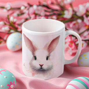Pastel Bunny Face Tasse: Niedlich & gemütlich rosa Kaffeetasse