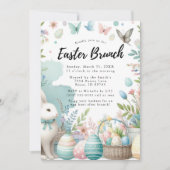 Pastel Bunny Osterbrunch und Eierjagd Einladung (Vorderseite)