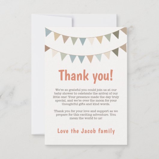 Pastel bunte danke für die Gäste der Babydusche (Vorderseite)