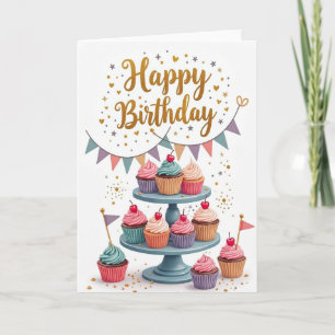 Pastel-Bunting-Geburtstagskarte Karte