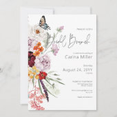 Pastel & Burgundy Blooms Bloral Bridal Brunch Einladung (Vorderseite)