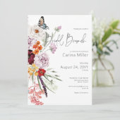 Pastel & Burgundy Blooms Bloral Bridal Brunch Einladung (Stehend Vorderseite)