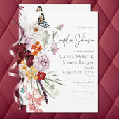 Pastel & Burgundy Blooms Blumenpaare Dusche Einladung