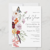 Pastel & Burgundy Blooms Blumenpaare Dusche Einladung (Vorderseite)