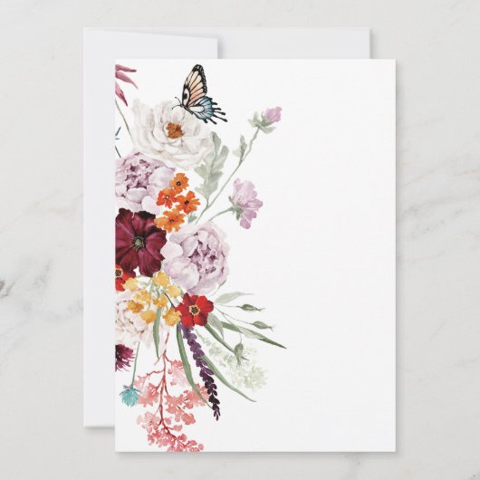 Pastel & Burgundy Blooms Moderne Blumengeburt Einladung (Rückseite)