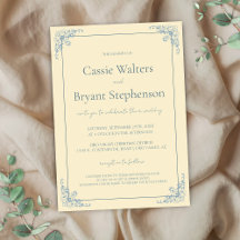 Pastel Butter Yellow Dusty Blue Minimal Wedding