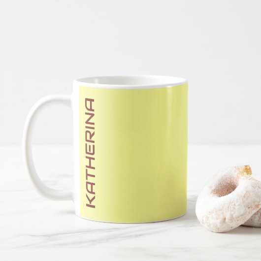 Pastel Buttercup Solid Color Personalisiert Kaffeetasse (Mit Donut)