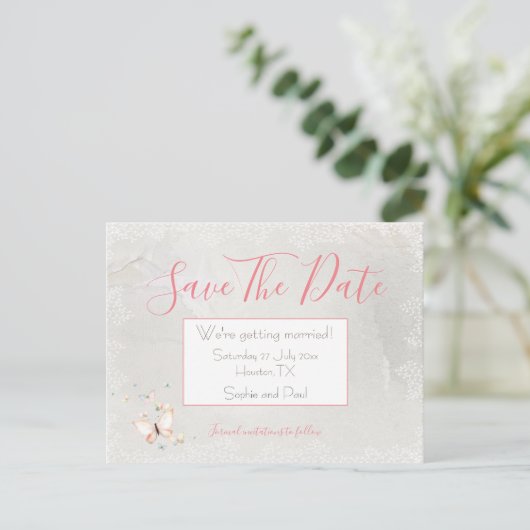 Pastel Butterfells Grenze/Save the Date Postkarten (Stehend Vorderseite)