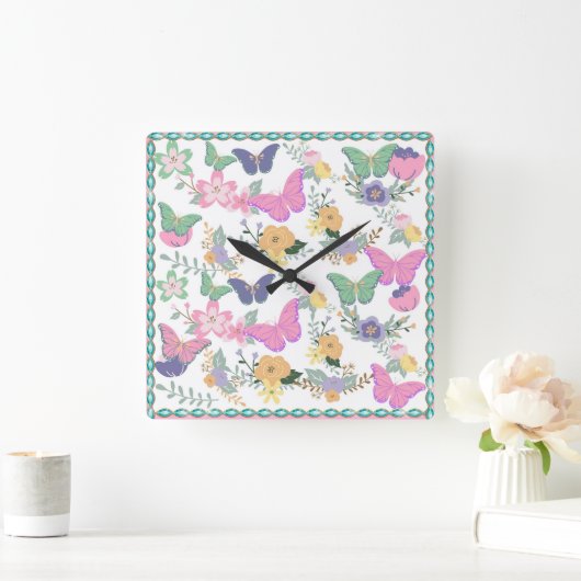 Pastel Butterfells Wall Clock Quadratische Wanduhr (Zuhause)