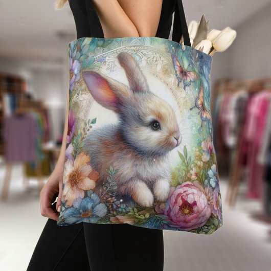 Pastel Butterfliegen Niedlich Bunny Floral Garden Tasche