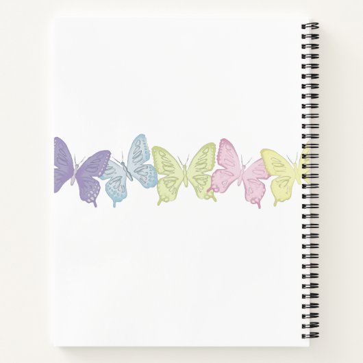 Pastel Butterfliegen Niedlich Personalisiert Notizblock (Rückseite)