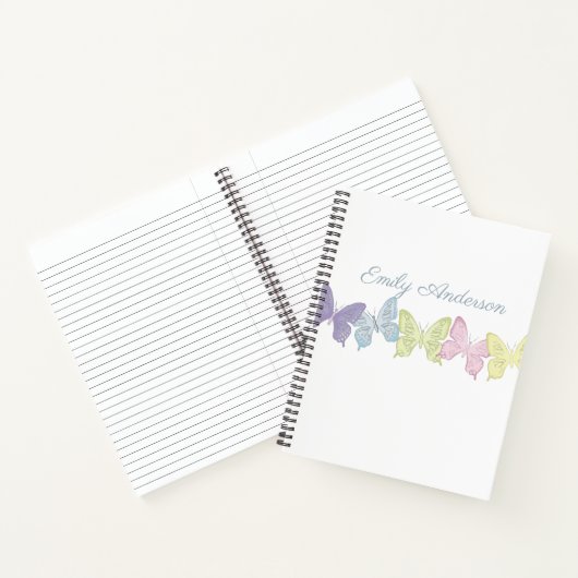 Pastel Butterfliegen Niedlich Personalisiert Notizblock (Innenseite)