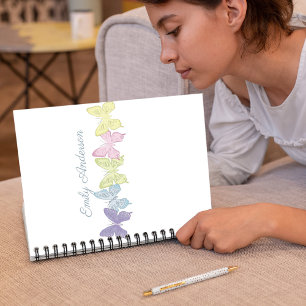 Pastel Butterfliegen Niedlich Personalisiert Notizblock