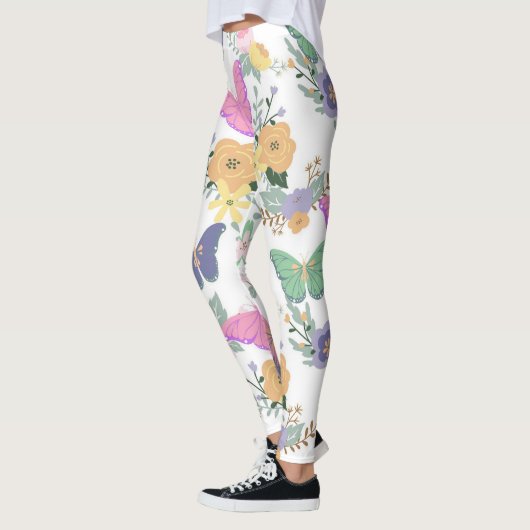 Pastel Butterfliegen und Blume Leggings (Links)