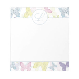 Pastel Butterflies 5.5" x 6" Notepad - 40 Seiten Notizblock
