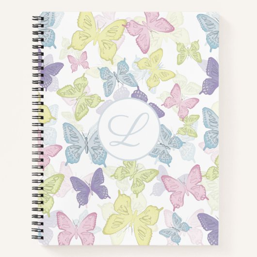 Pastel Butterflies 8.5" x 11" Spiral Notebook Notizblock (Vorderseite)