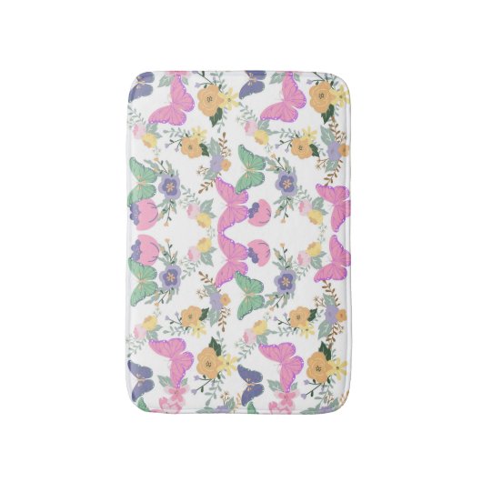 Pastel Butterflies Badematte (Vorderseite Vertikal)