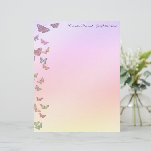 Pastel Butterflies Briefbogen (Stehend Vorderseite)