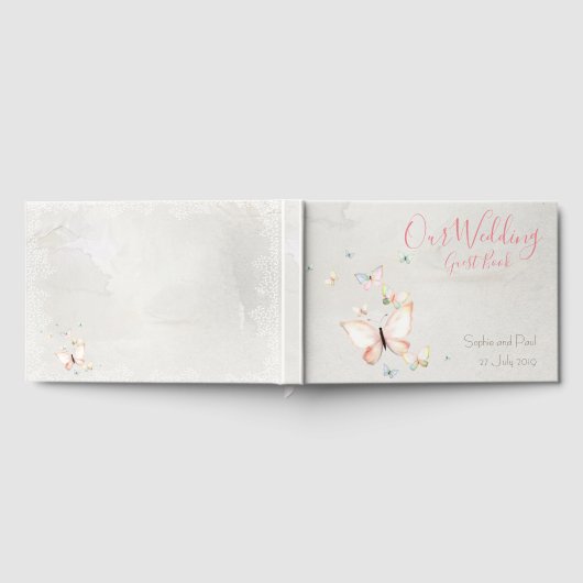 Pastel Butterflies Design, Wedding Gästebuch (Voll)