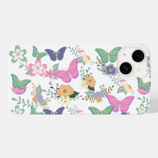 Pastel Butterflies Floral Case-Mate iPhone 14 Hülle (Rückseite (Horizontal))