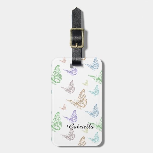 Pastel Butterflies Gepäckanhänger (Vorderseite vertikal)