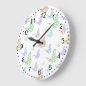 Pastel Butterflies Große Wanduhr (Winkel)