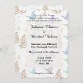 Pastel Butterflies Hochzeit Einladung (Vorne/Hinten)