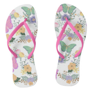 Pastel Butterflies Ladys Flip Flops Badesandalen