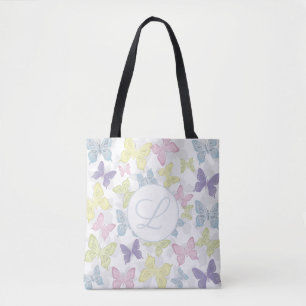 Pastel-Butterflies-Muster - All-Over-Print-Totbeut Tasche