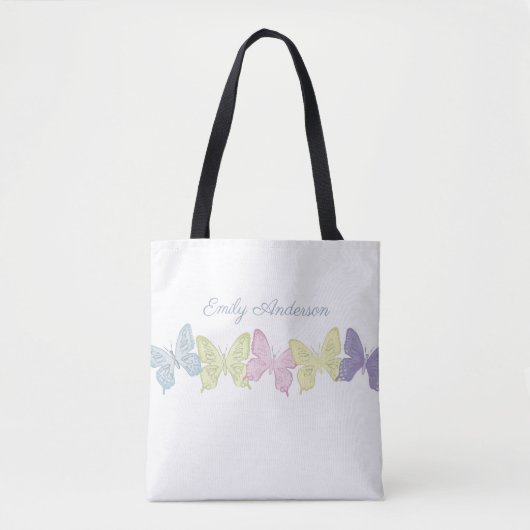 Pastel-Butterflies-Muster - All-Over-Print-Totbeut Tasche (Vorderseite)